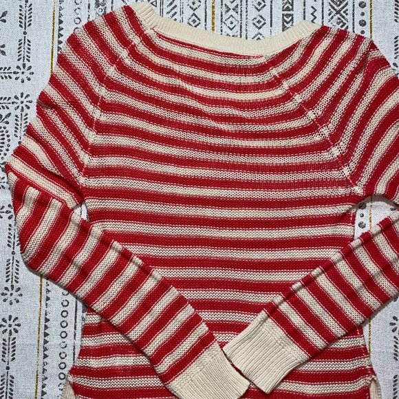 Roxy Medium Women's Striped Pink & White Sweater - Picture 11 of 13